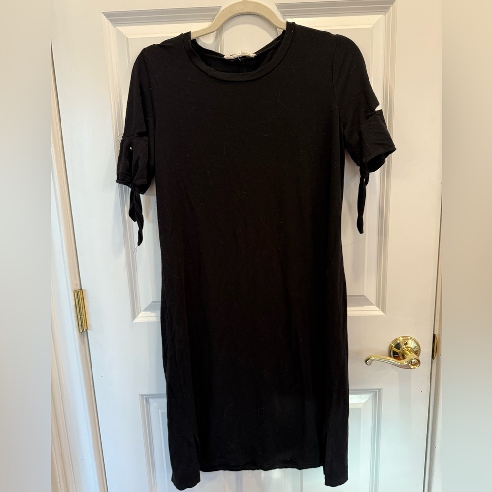 MELISSA NEPTON Black Jersey Dress tie sleeves